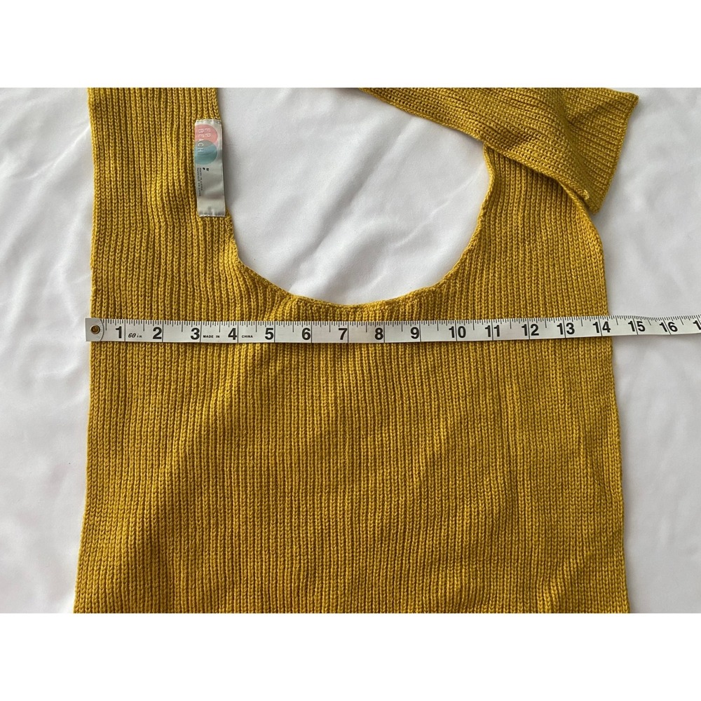 Free People FP Beach Women Ribbed Knit Boho Crop Tank Top Size S Mustard Yellow - Picture 5 of 9